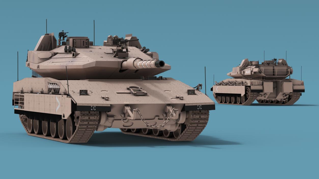 3D Israeli Tank Merkava 5 Beige model