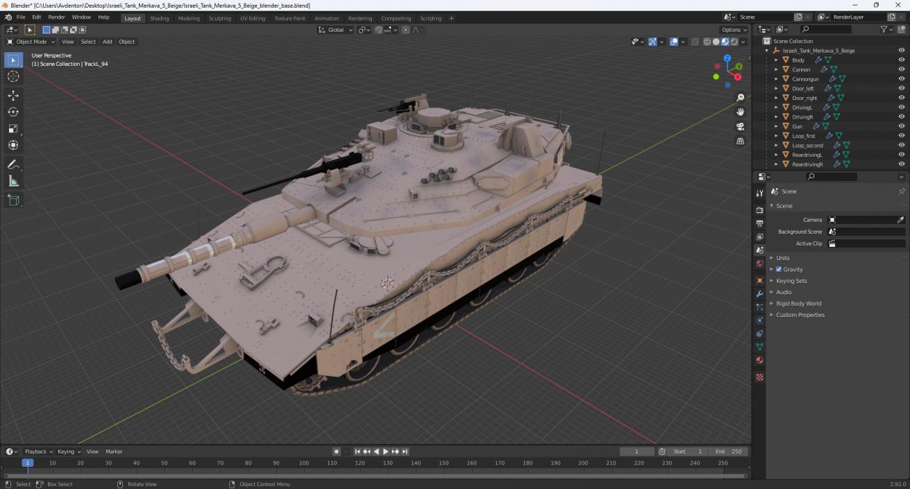 3D Israeli Tank Merkava 5 Beige model