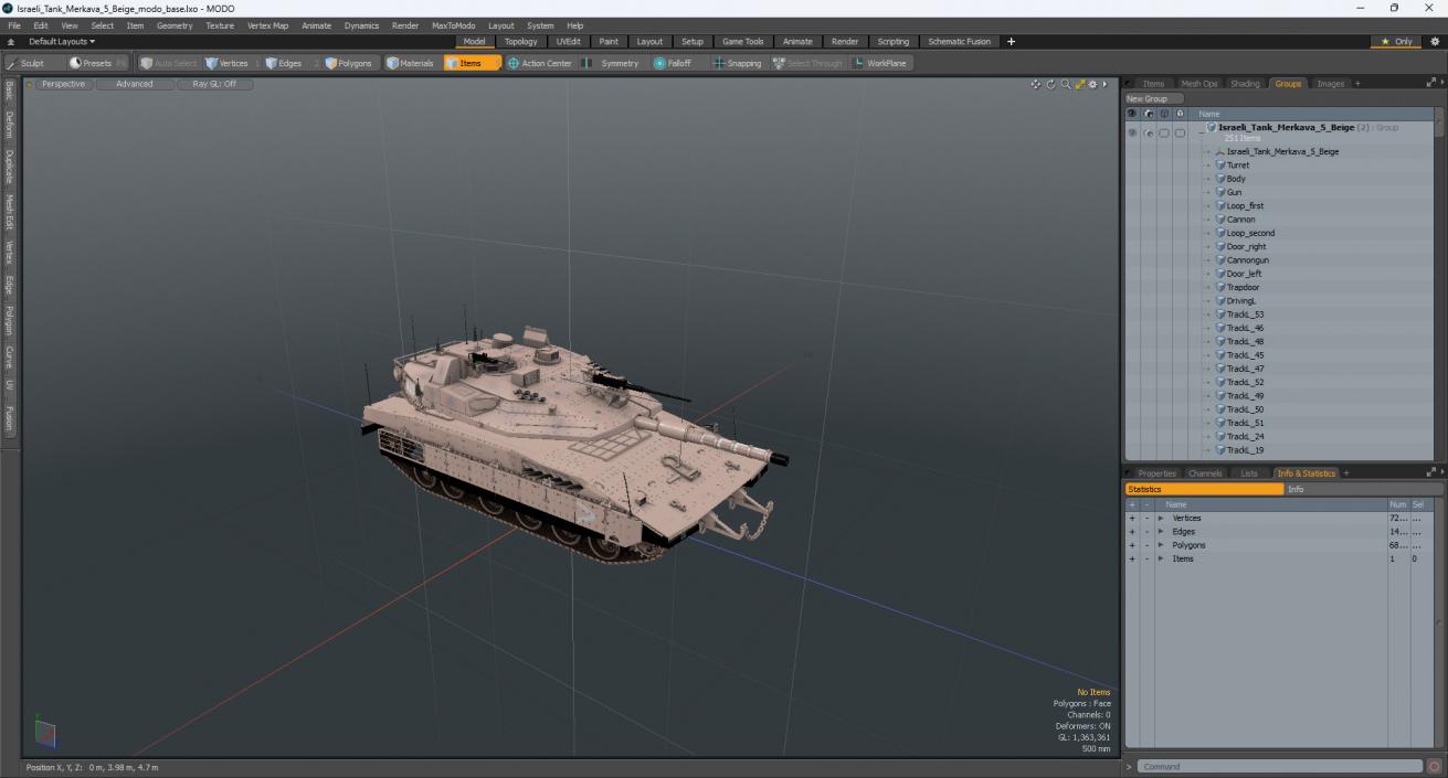 3D Israeli Tank Merkava 5 Beige model