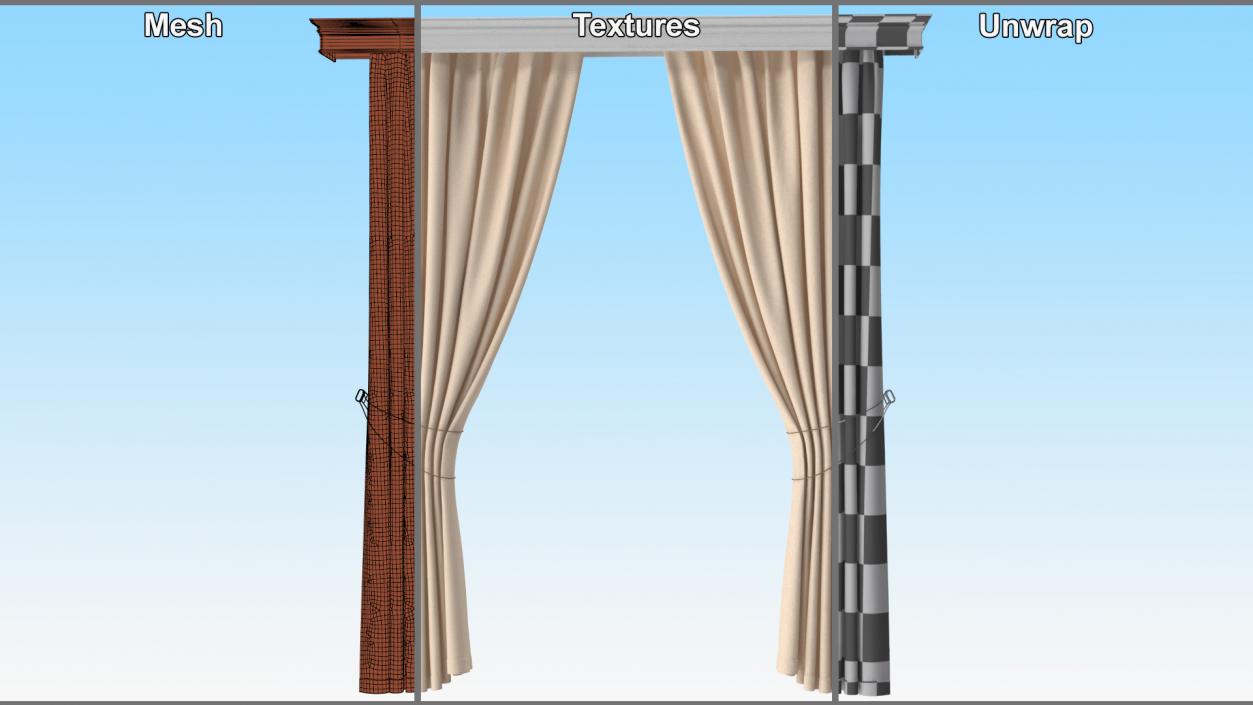 Classic Curtains with Valance 3D model