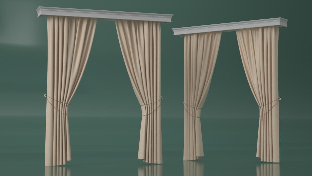 Classic Curtains with Valance 3D model