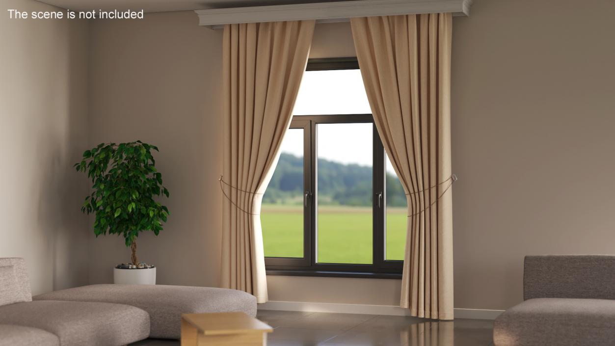 Classic Curtains with Valance 3D model