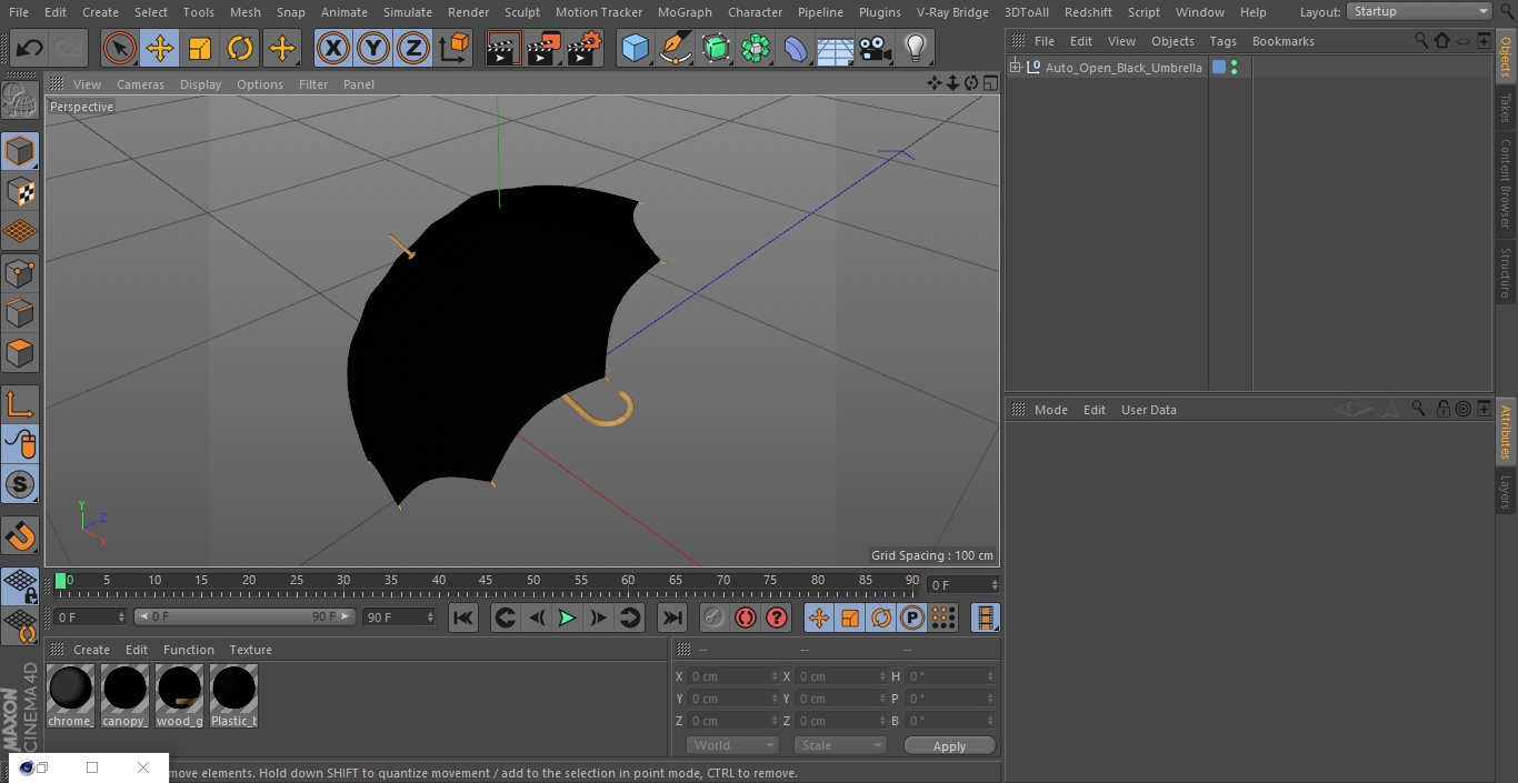 Auto Open Black Umbrella 3D model