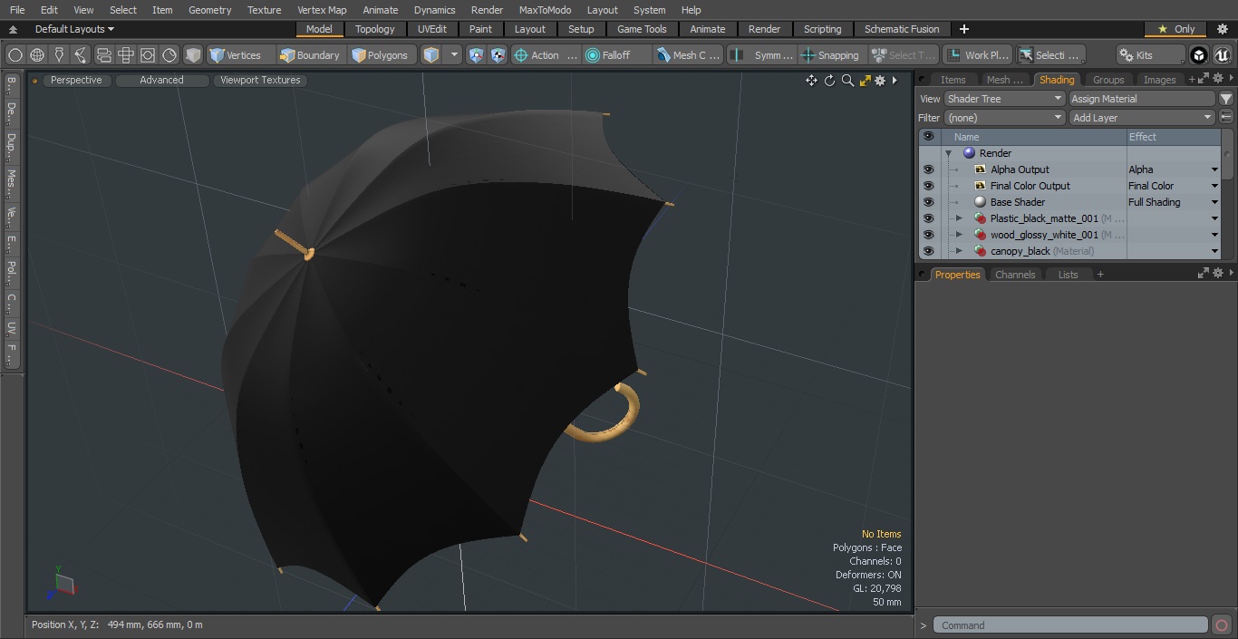 Auto Open Black Umbrella 3D model