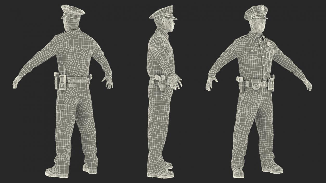 3D African American Police Officer T-Pose model