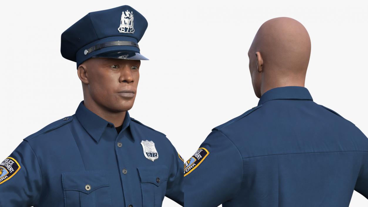 3D African American Police Officer T-Pose model