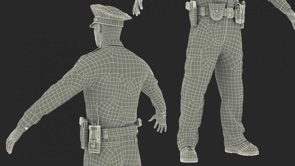 3D African American Police Officer T-Pose model