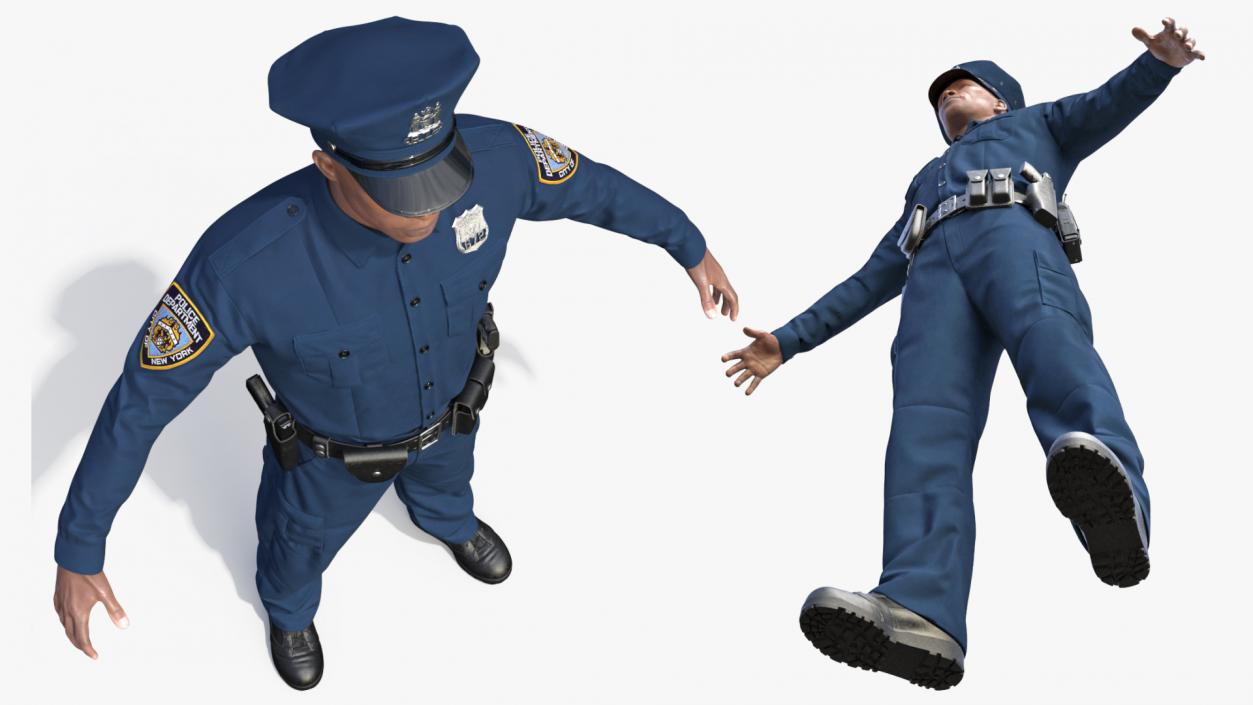 3D African American Police Officer T-Pose model