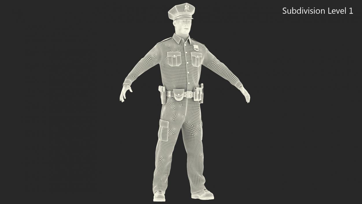 3D African American Police Officer T-Pose model