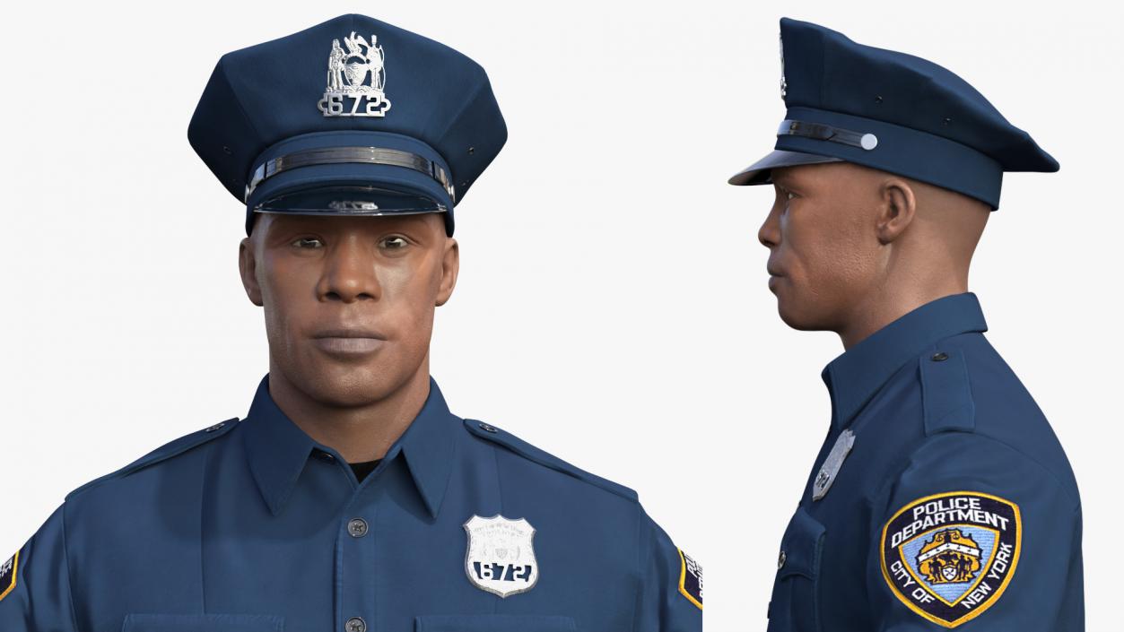 3D African American Police Officer T-Pose model