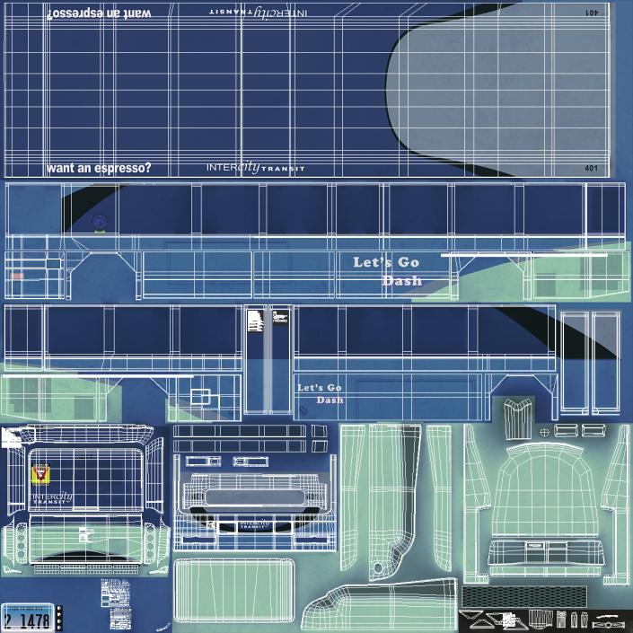 3D Gillig Low Floor Hybrid Bus Intercity Blue Simple Interior(1)