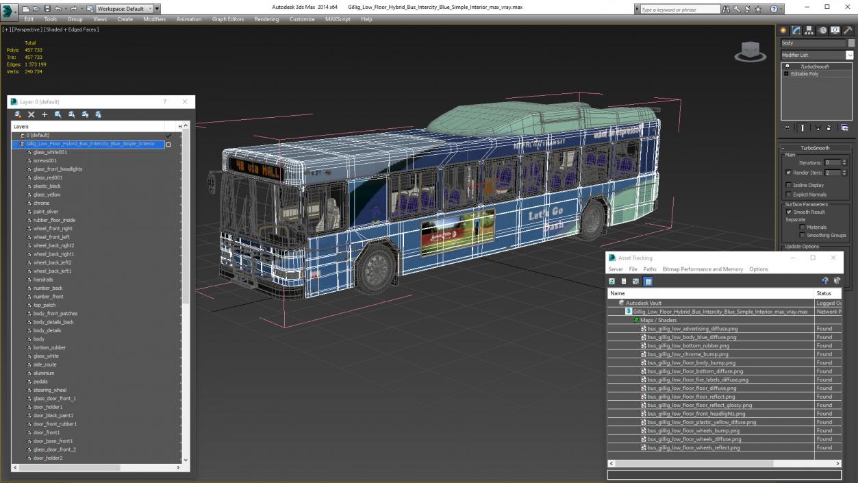 3D Gillig Low Floor Hybrid Bus Intercity Blue Simple Interior(1)