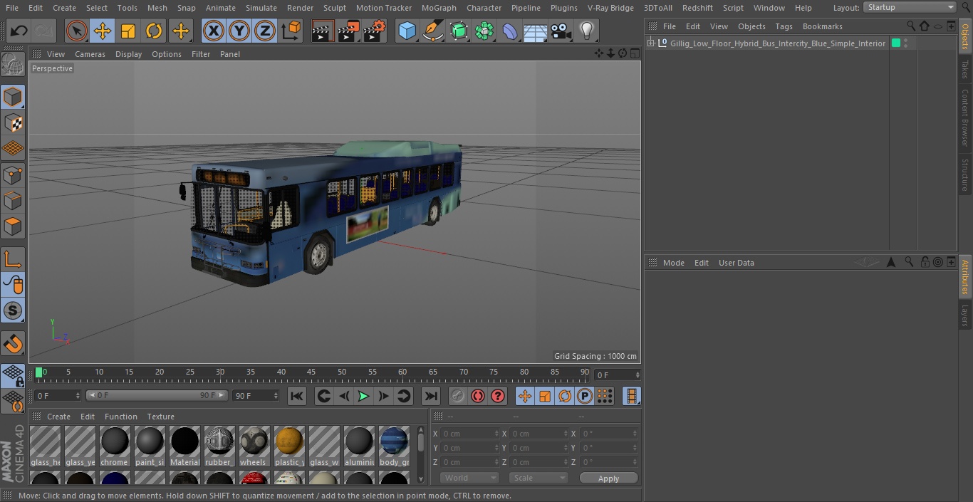 3D Gillig Low Floor Hybrid Bus Intercity Blue Simple Interior(1)