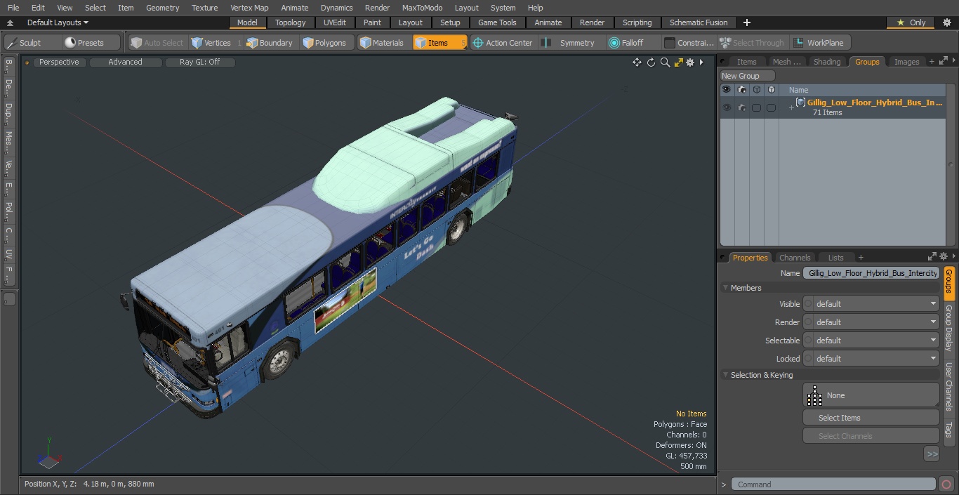 3D Gillig Low Floor Hybrid Bus Intercity Blue Simple Interior(1)