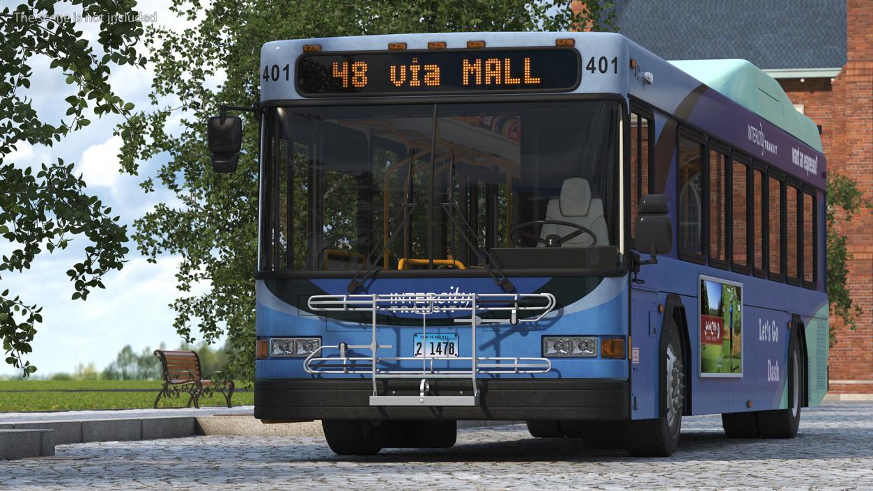 3D Gillig Low Floor Hybrid Bus Intercity Blue Simple Interior(1)