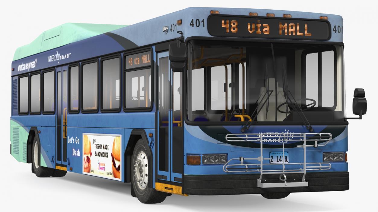 3D Gillig Low Floor Hybrid Bus Intercity Blue Simple Interior(1)