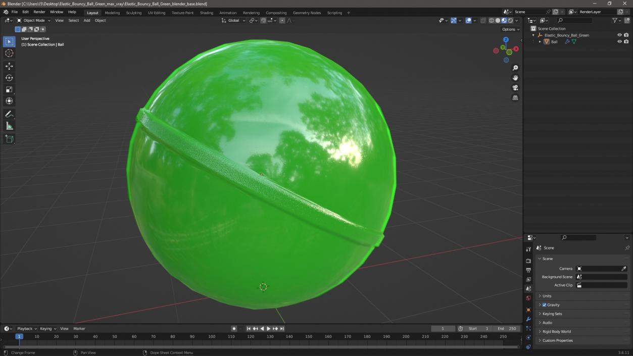 3D model Elastic Bouncy Ball Green