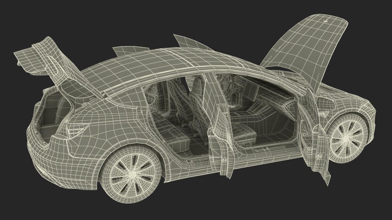 Charging Station and Electric Cars 3D model