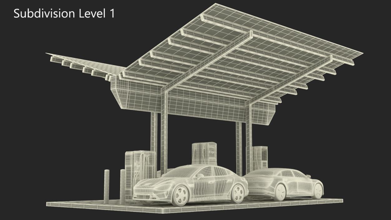 Charging Station and Electric Cars 3D model