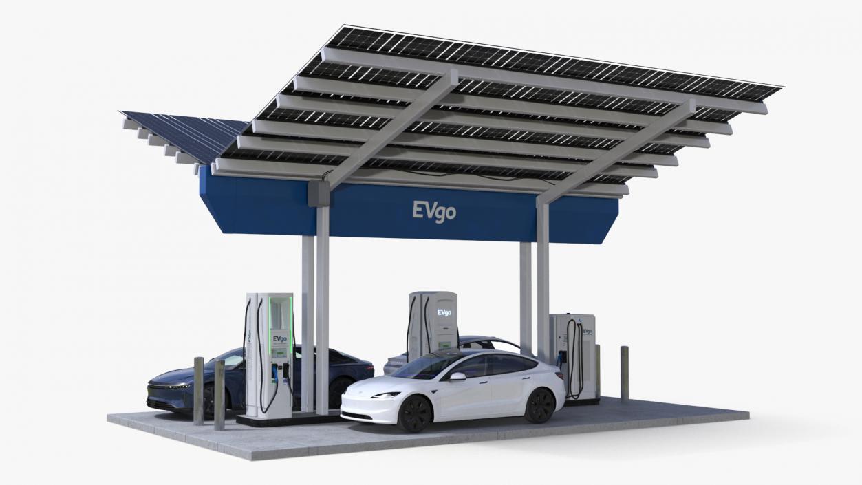 Charging Station and Electric Cars 3D model