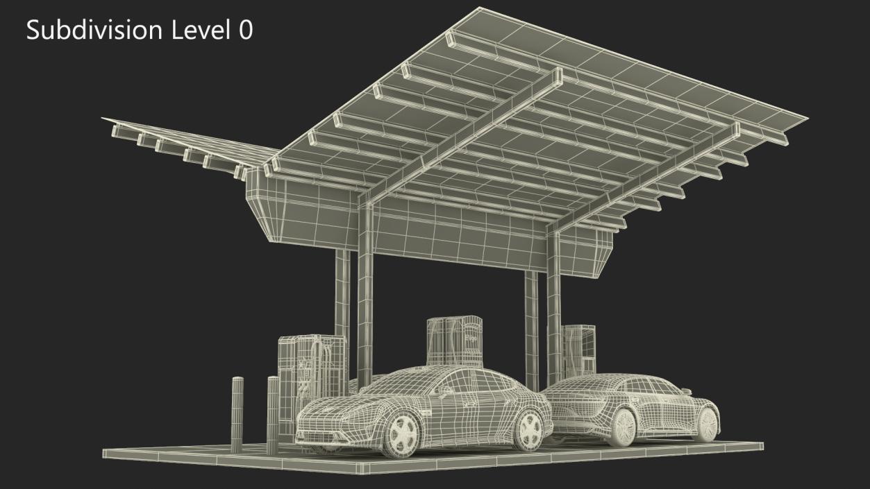 Charging Station and Electric Cars 3D model