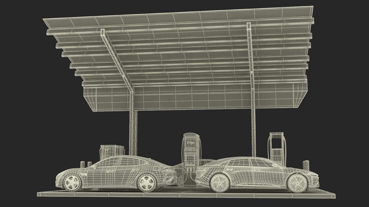 Charging Station and Electric Cars 3D model