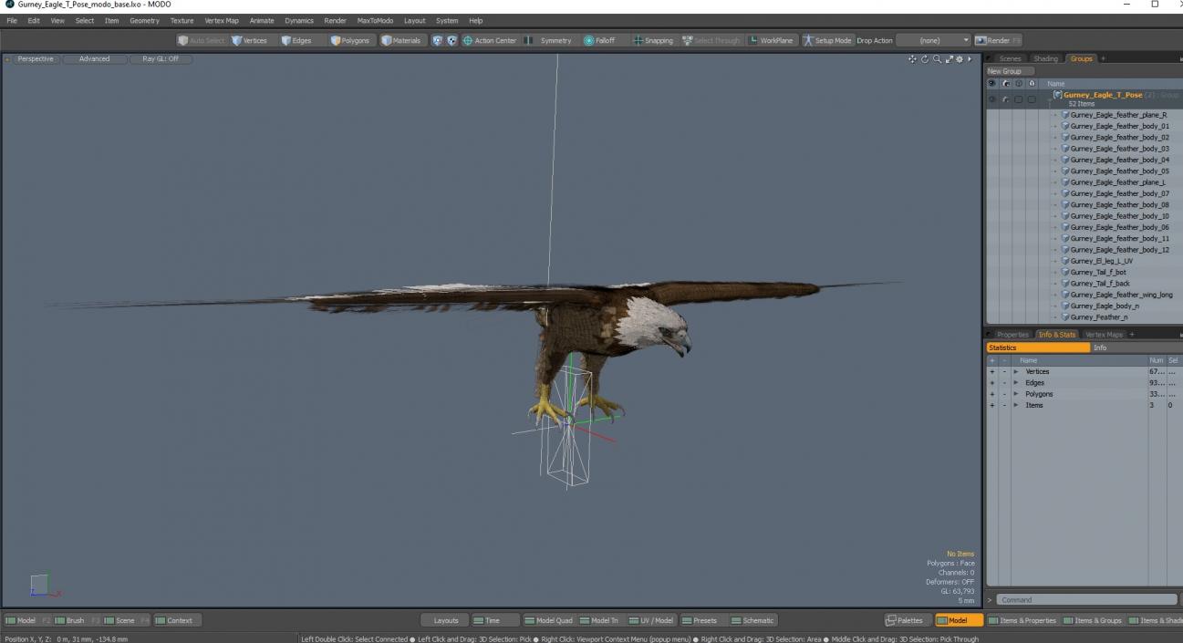 Gurney Eagle T Pose 3D model