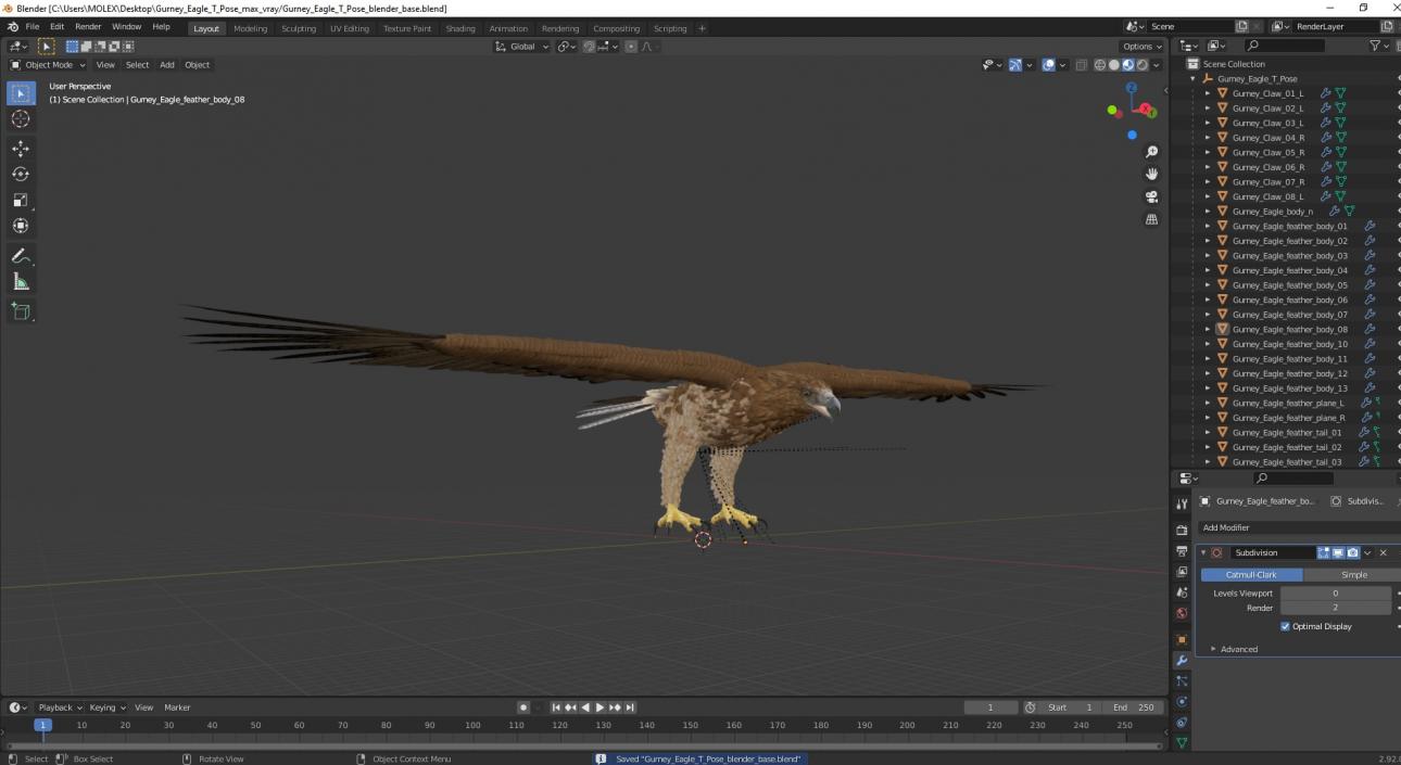 Gurney Eagle T Pose 3D model