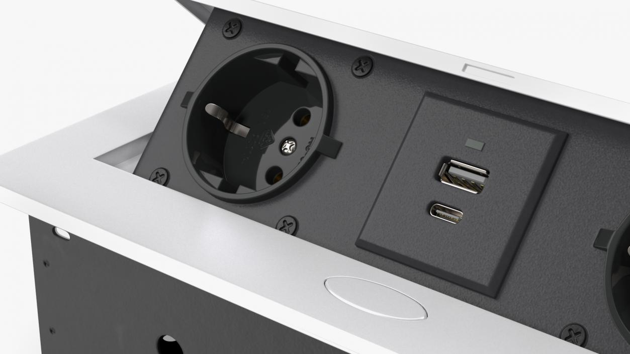 Desktop Power Strip 2 EU Plugs USB Grey 3D model