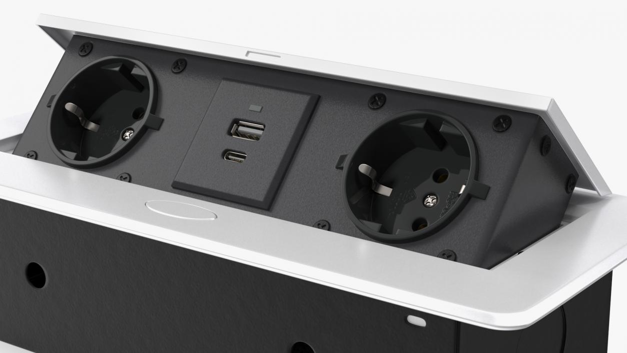 Desktop Power Strip 2 EU Plugs USB Grey 3D model