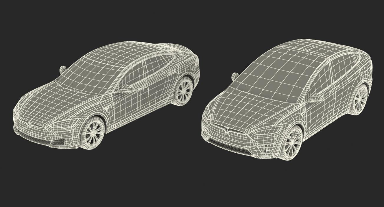 3D Tesla Rigged Cars Collection model