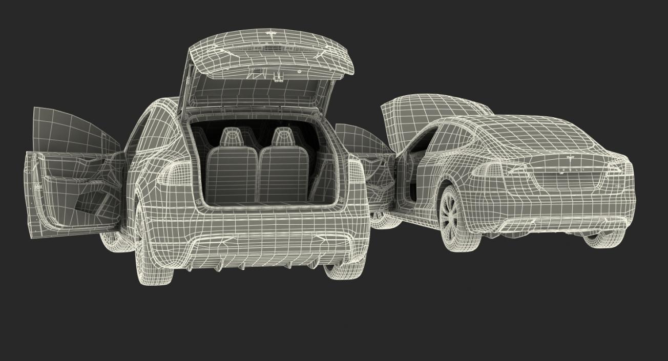 3D Tesla Rigged Cars Collection model