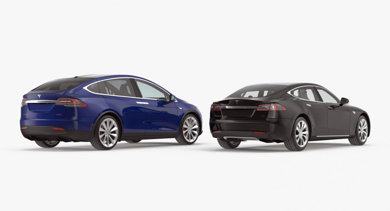 3D Tesla Rigged Cars Collection model