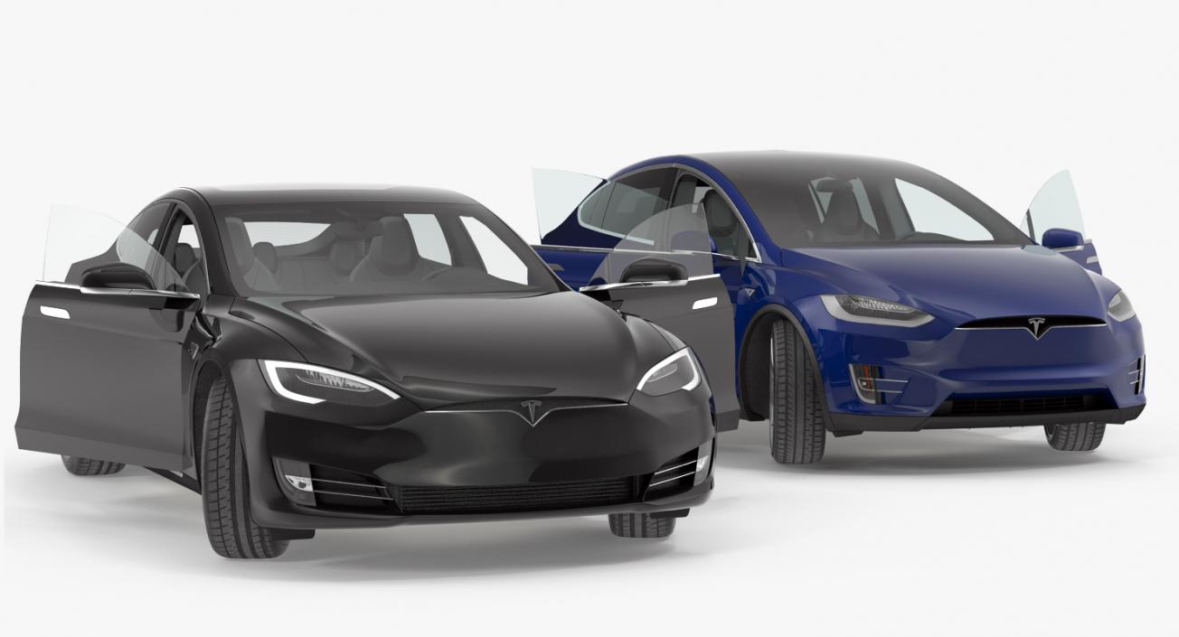 3D Tesla Rigged Cars Collection model