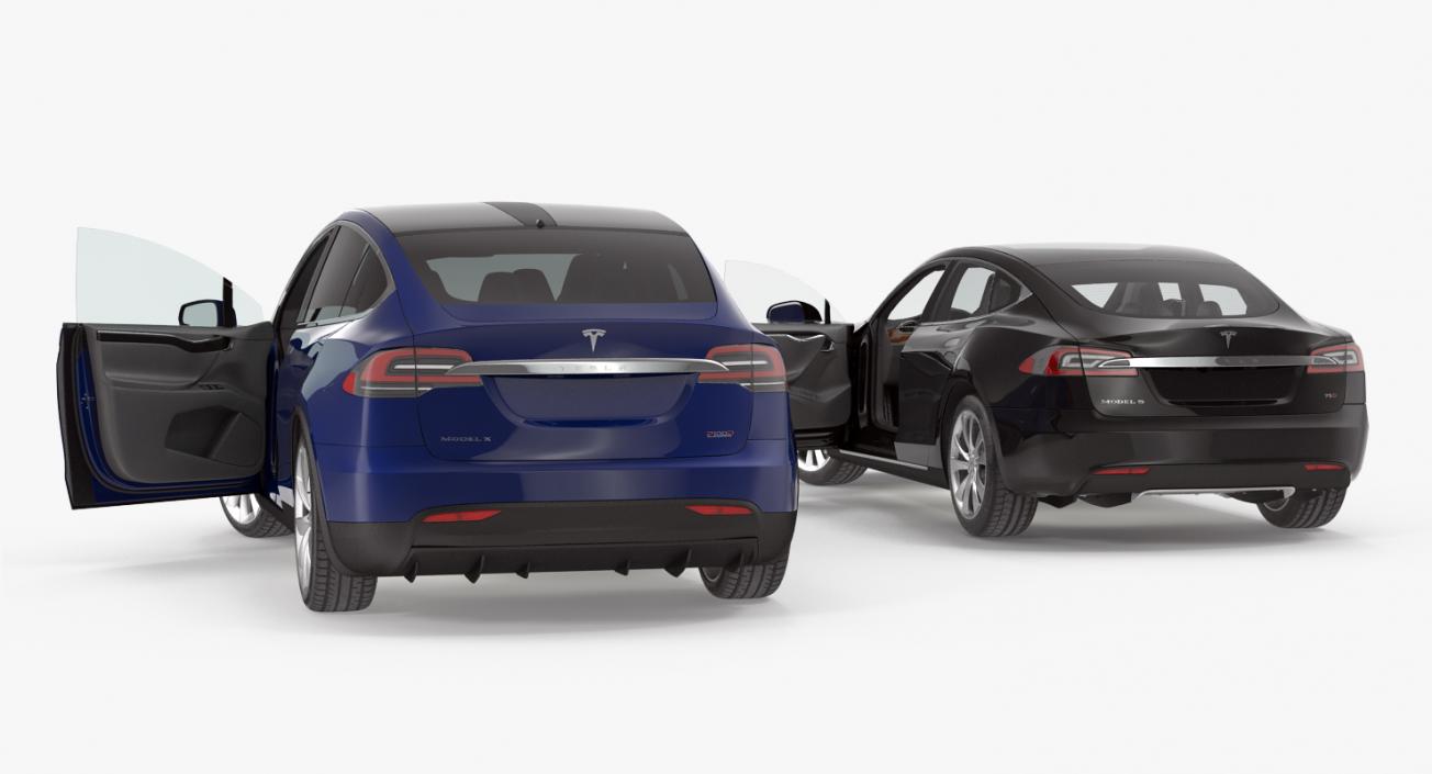 3D Tesla Rigged Cars Collection model