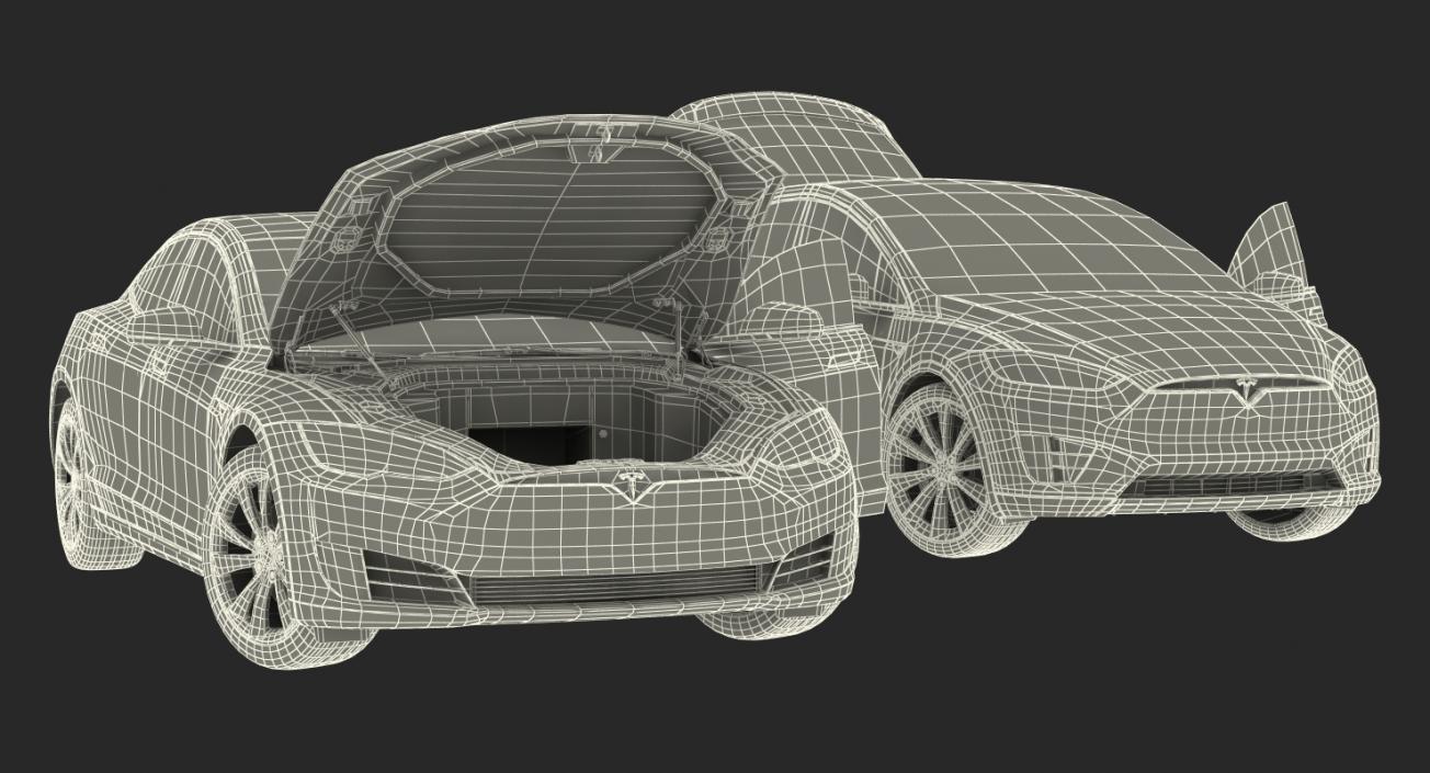 3D Tesla Rigged Cars Collection model