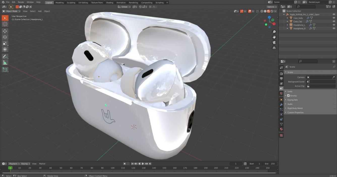 3D model Apple AirPods Pro 2 USB-C Open