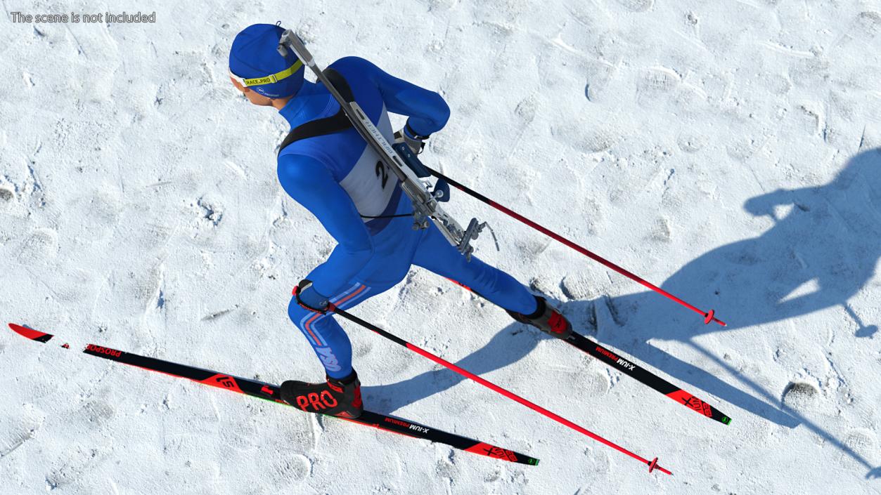 3D Biathlete Fully Equipped USA Team Running Pose