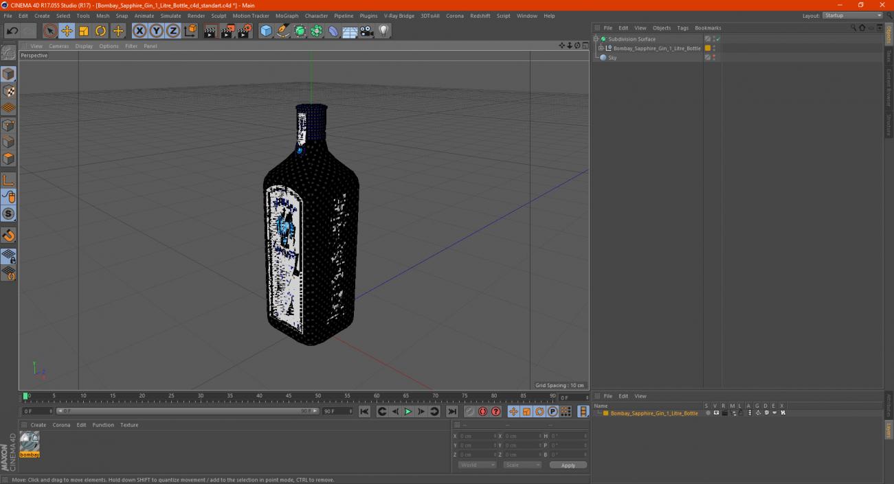 Bombay Sapphire Gin 1 Litre Bottle 3D model