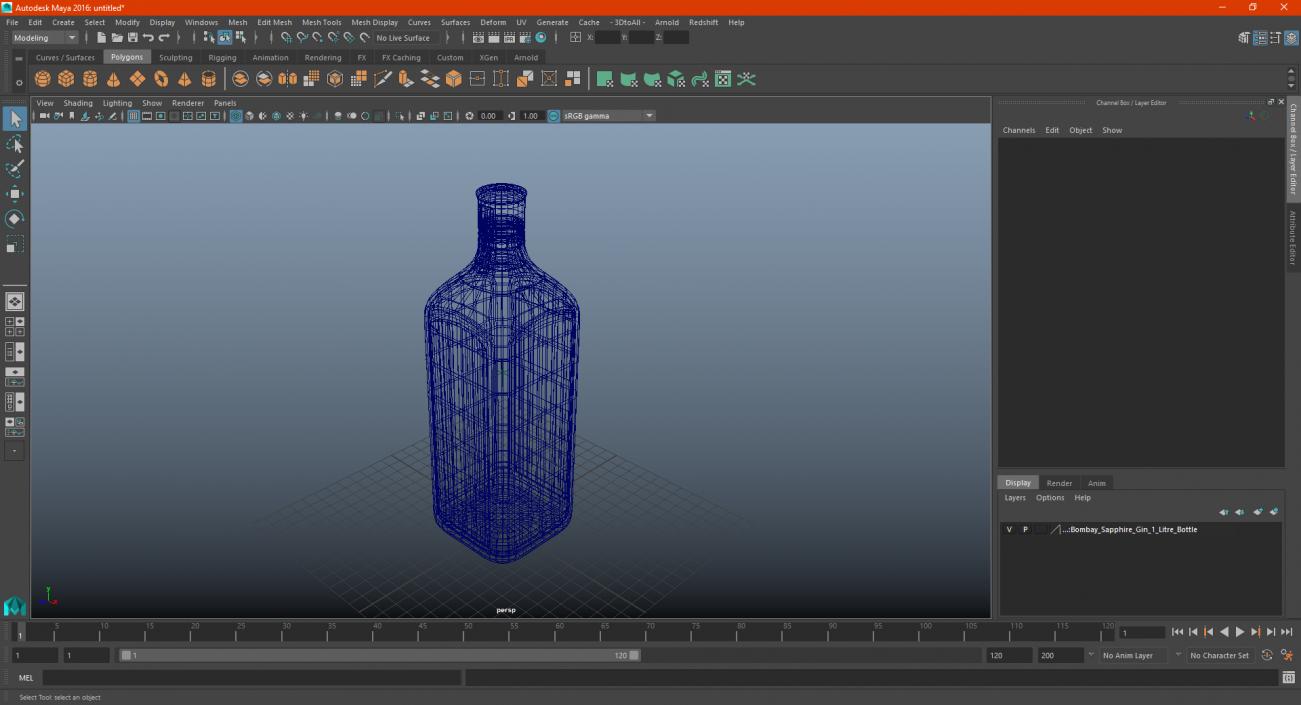 Bombay Sapphire Gin 1 Litre Bottle 3D model