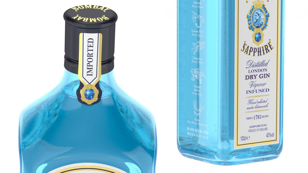 Bombay Sapphire Gin 1 Litre Bottle 3D model