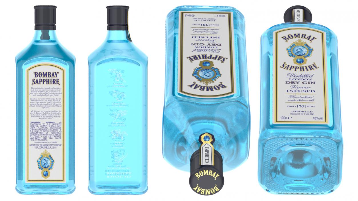 Bombay Sapphire Gin 1 Litre Bottle 3D model