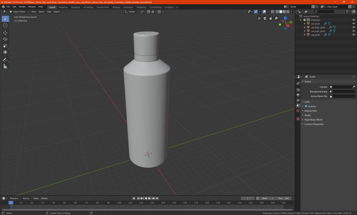 3D Bravo Sierra Hair and Body Cosmetics Bottle model