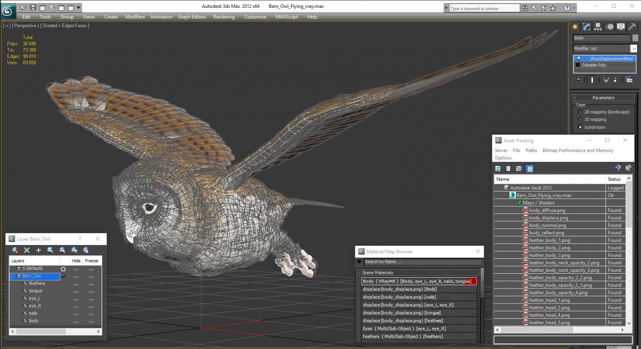 3D model Barn Owl Flying