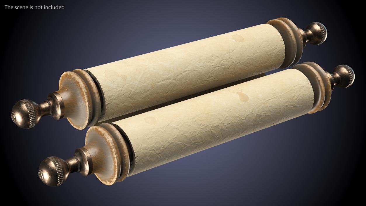 3D Rolled Up Paper Scroll Old