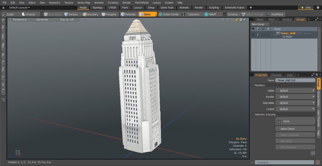 3D model Tower Hall