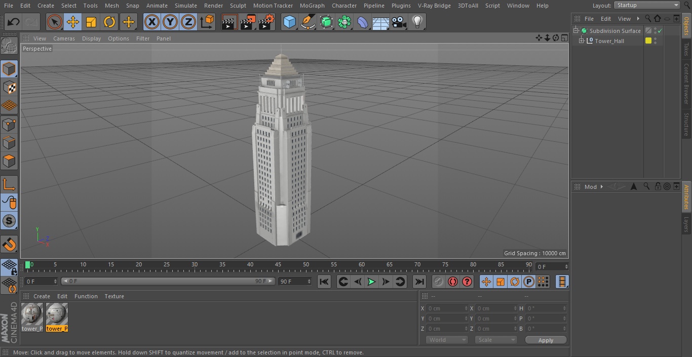 3D model Tower Hall