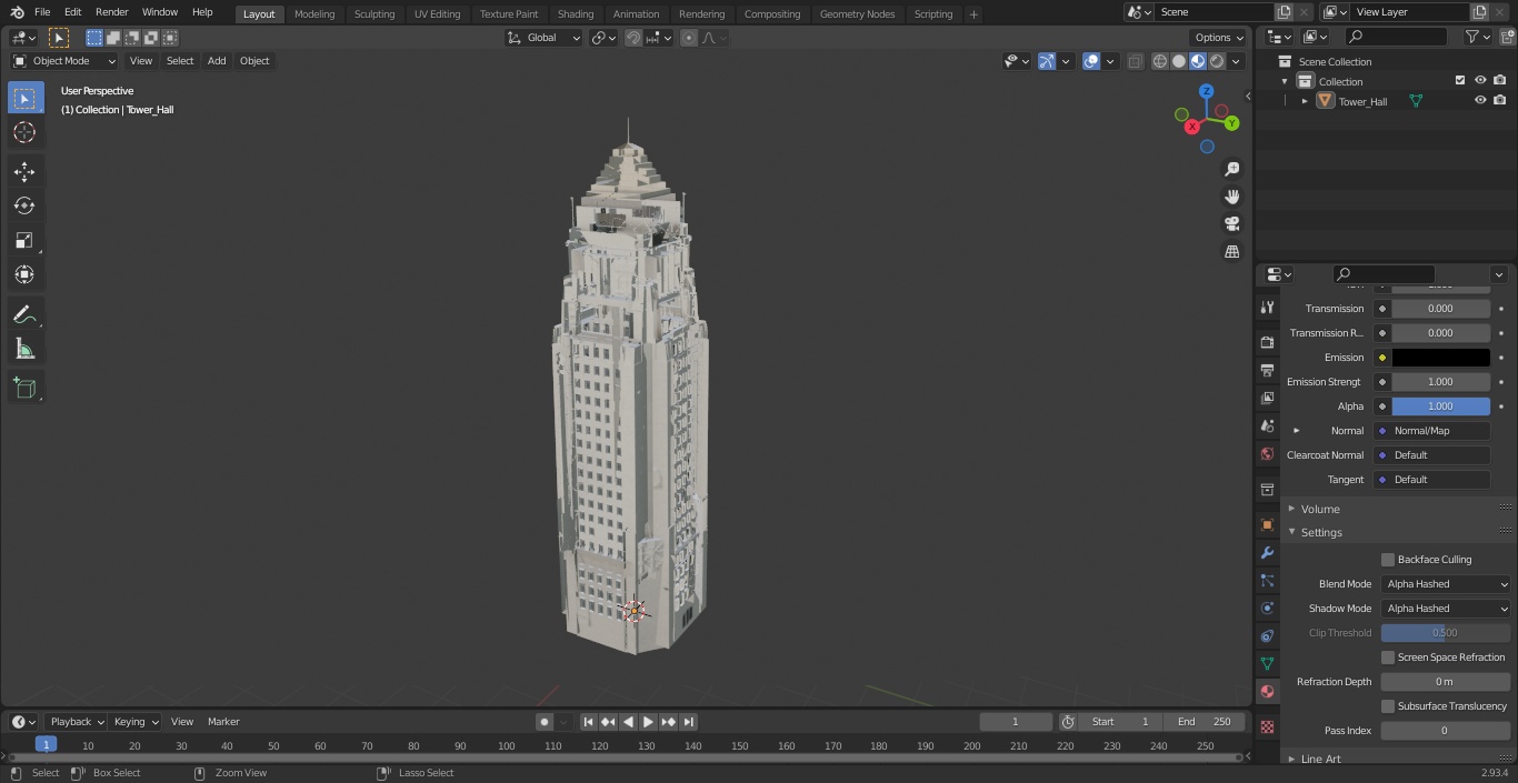 3D model Tower Hall