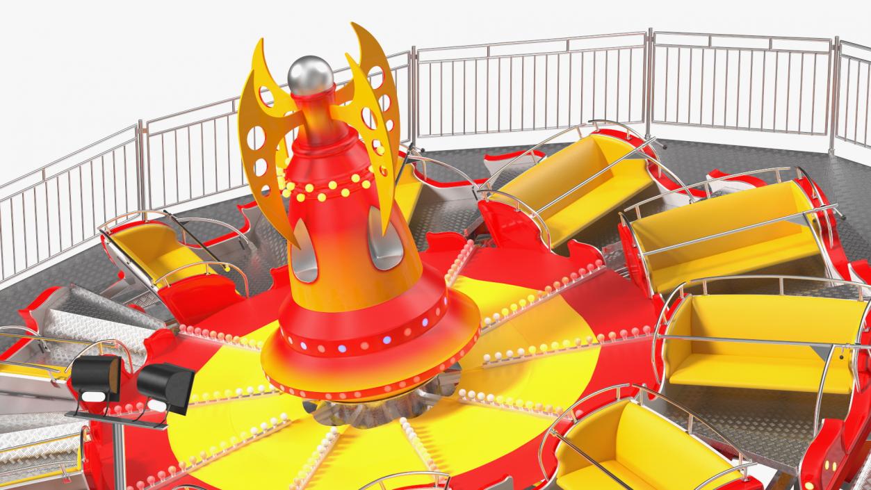 3D Flat Ride Theme Park Attraction Rigged model