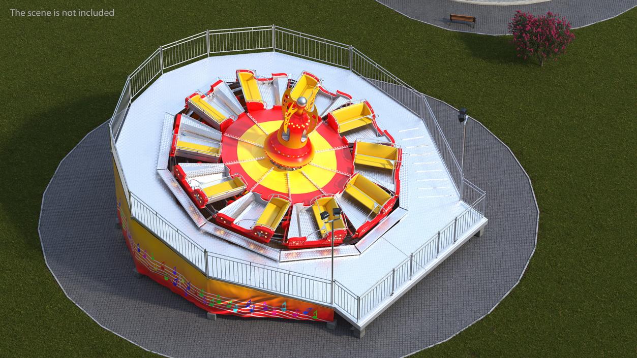 3D Flat Ride Theme Park Attraction Rigged model